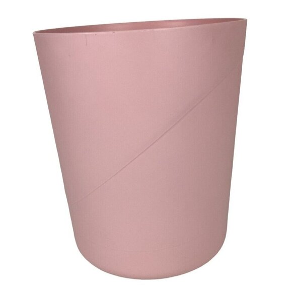 Rubbermaid Molded Plastic Wastebasket Pale Pink Round Column Vintage 80s - Picture 3 of 7